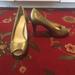 Nine West Shoes | Metallic Gold Nine West Platform Peep Toe Heels | Color: Gold/Yellow | Size: 7.5