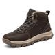 Mens Winter Boots Waterproof Warm Snow Boots Non-Slip Outdoor Trekking Shoes,Brown,11 UK