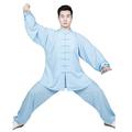 qyy Tai Chi Uniform Chinese Kung Fu Clothing Cotton and Linen Tai Chi Suit Martial Long Sleeve Tang Suit Kung Fu Jacket and Pant SetLight blue-XS