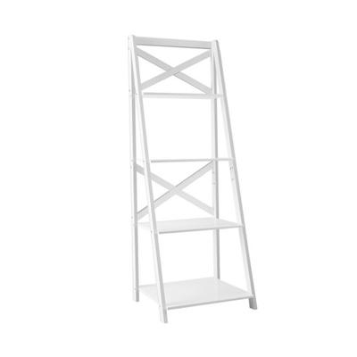 Costway 4-tier Leaning Free Standing Ladder Shelf Bookcase-White