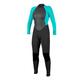 Oneill Wetsuits Damen Women's Reactor II 3/2mm Back Zip Full Neoprenanzug, Black/Light AQU,42 EU (US 12)