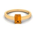 Emerald Cut Citrine Solitaire Engagement Ring| November Birthstone| 6X8 MM| AAA Quality, Yellow Gold, Size:M1/2