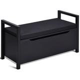 Costway 34.5 ×15.5 ×19.5 Inch Shoe Storage Bench with Cushion Seat for Entryway-Black