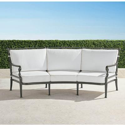 Carlisle Curved Sofa with Cushions in Slate Aluminum - Standard, Rain Peacock - Frontgate