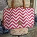 Dooney & Bourke Bags | Dooney & Bourke Chevron Tote | Color: Pink/White | Size: Os