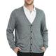 Kallspin Men's Cardigan Sweater Cashmere Wool Blend V Neck Buttons Cardigan with Pockets(Light Grey,3X-Large)