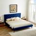 Etta Avenue™ Nico Solid Wood & Upholstered Low Profile Platform Bed Velvet in Blue | 47 H x 84 W x 89.7 D in | Wayfair