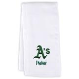 Infant White Oakland Athletics Personalized Burp Cloth