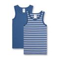 Sanetta Jungen-Unterhemd (Doppelpack) Blau und Blau Ringel | Hochwertiges und nachhaltiges Unterhemd für Jungen aus Baumwolle. Inhalt: 2er Set Unterwäsche für Jungen 140
