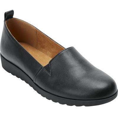 Wide Width Women's The June Slip On Flat by Comfortview in Black (Size 11 W)