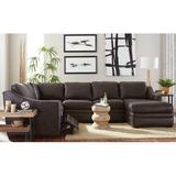 Brown/Gray Reclining Sectional - Wildon Home® Victor Harbor 126" Wide Genuine Leather Right Hand Facing Reclining Sectional Genuine Leather | Wayfair