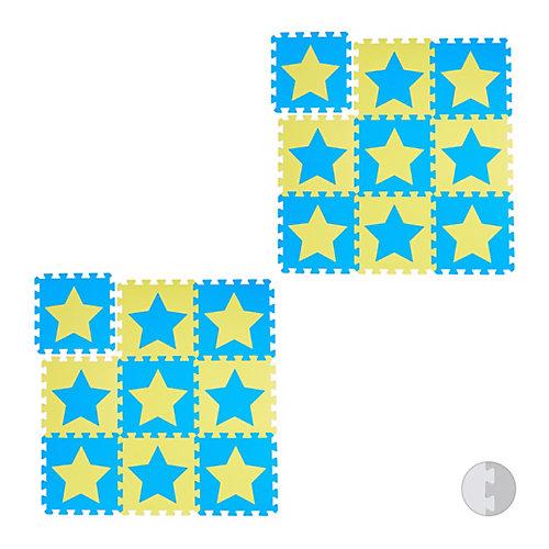 18 x Puzzlematte Sterne blau-gelb blau/gelb