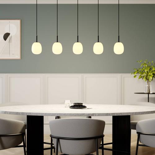 Lindby Etiena Pendelleuchte, 5-flammig, Glas opal