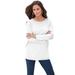 Plus Size Women's Long-Sleeve Crewneck Ultimate Tee by Roaman's in White (Size 1X) Shirt
