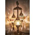 DEMMEX 2023 Stunning 3 Globe Turkish Moroccan Mosaic Bohemian Table Desk Bedside Night Lamp Light Lampshade, 53cm (Bohemian Rug)