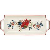 Lenox Winter Greetings Hors D'oeuvre Tray Ceramic/Porcelain in Red/White | 1 H x 15.25 W in | Wayfair 880134