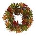 The Holiday Aisle® Fall Maple Leaves 30" Wreath Silk/Wood/Twig in Brown/Orange/Red | 30 H x 30 W x 5 D in | Wayfair