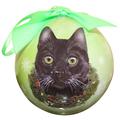 E&S Imports Black Cat Ball Ornament Plastic in Black/Green | 3 H x 3 W x 3 D in | Wayfair CBOC-5