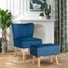 Slipper Chair - Corrigan Studio® Ferndale 26.5" W Tufted Slipper Chair & Ottoman Velvet in Blue | 30.5 H x 26.5 W x 22 D in | Wayfair