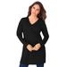 Plus Size Women's Long-Sleeve V-Neck Ultimate Tunic by Roaman's in Black (Size 2X) Long Shirt
