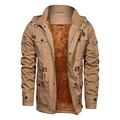 CASIVENT Work Jackets for Men Big and Tall Cargo Jacket Winter Jacket Thicken Cotton Jacket Military Jacket Outwear Hiking Hunting Jacket Khaki 2XL