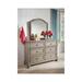 Ophelia & Co. Parodi 6 Drawer 54" W Double Dresser w/ Mirror Wood in Brown/Gray | 75.88 H x 54 W x 17 D in | Wayfair