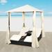 Highland Dunes Double Sun Lounger Patio Wicker Sun Lounger w/ Curtains Poly Rattan Metal in Black | 19.69 H x 39.37 W x 23.62 D in | Wayfair