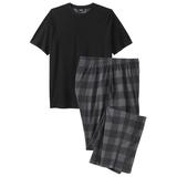 Men's Big & Tall Jersey Knit Plaid Pajama Set by KingSize in Black Buffalo Check (Size 3XL) Pajamas