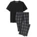 Men's Big & Tall Jersey Knit Plaid Pajama Set by KingSize in Black Buffalo Check (Size L) Pajamas