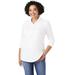 Plus Size Women's Long-Sleeve Polo Ultimate Tee by Roaman's in White (Size 3X) Shirt