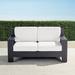 St. Kitts Loveseat with Cushions in Matte Black Aluminum - Rain Resort Stripe Dove, Standard - Frontgate