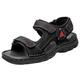 Mens Sandals Leather Open-Toe Breathable Outdoor Non-Slip Hiking Sport Soft Cushioned Footbed Summer Casual Beach Shoes Black 10.5 UK