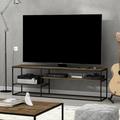 17 Stories TV Stand for TVs up to 78" Wood/Metal in Brown | 21.89 H in | Wayfair A657921CF7AD493BAFF51AB4DA7B04FC