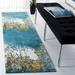 Blue/Yellow 27 x 0.59 in Indoor Area Rug - Williston Forge Jaxen Abstract Blue/Gold Area Rug | 27 W x 0.59 D in | Wayfair