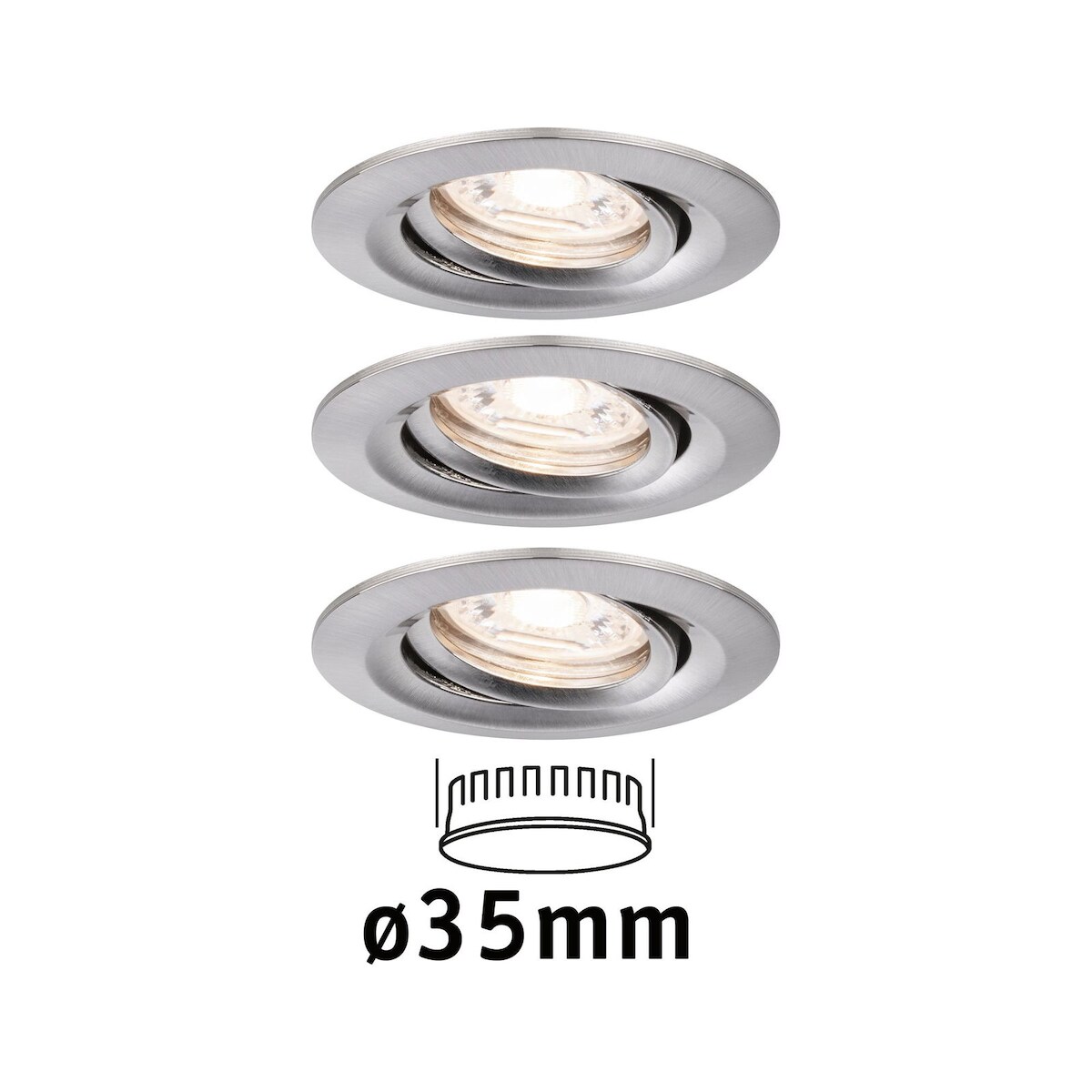 Paulmann LED Einbauleuchte Nova Mini Coin Basisset schwenkbar rund 66mm 15° Coin 3x4W 3x310lm 230V 2700K Eisen gebürstet 94295 Image
