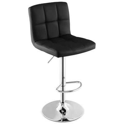 Costway Adjustable Swivel Bar Stool with PU Leather-Black