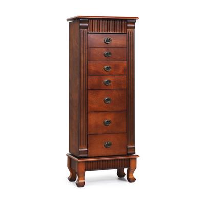 Costway Wooden Jewelry Armoire Cabinet Storage Chest with Drawers and Swing Doors
