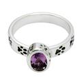 Paw Prints in Purple,'Amethyst and Sterling Silver Paw Print Ring'