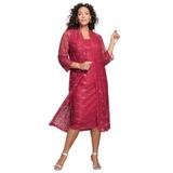 Plus Size Women's Lace & Sequin Jacket Dress Set by Roaman's in Classic Red (Size 28 W) Formal Evening
