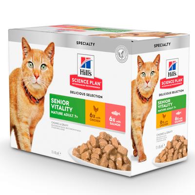 12 x 85 g Hill's Science Plan Feline Mature Adult 7+ Senior Vitality Katzenfutter nass