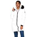 Crosshatch Womens Ladies Padded Quilted Winter Long Puffer Coat Parka Jacket White 18