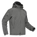KEFITEVD Men Winter Waterproof Fishing Jacket Ski Fleece Raincoat with Detachable Foldaway Hood Grey