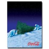 Trademark Fine Art Coke Polar Bears w/ Christmas Tree' - Graphic Art Print on Canvas' Canvas in Blue/White | 24 H x 18 W x 2 D in | Wayfair