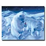 Trademark Fine Art 'Coke Polar Bear Sitting w/ Cub & Bottle' - Wrapped Canvas Print Canvas in Blue/Red/White | 19 H x 24 W x 2 D in | Wayfair