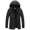WenVen Men's Outdoor Windproof Jacket Warm Fleece Lining Coat Classic Loose Fit Winter Jacket Insulated Cotton Padding Coat Grey M