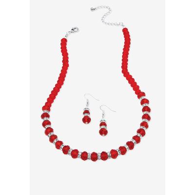 Silver Tone Graduated Necklace & Earring Set Simulated 18" plus 2" ext by PalmBeach Jewelry in July