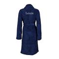 aztex Personalised 100% Natural Cotton Shawl Collar Unisex Dressing Gown, Towelling Bath Robe, 550gsm (Back of Robe) - Navy, Medium