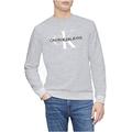 Calvin Klein Men's Monogram Logo Crew Neck Sweatshirt Shirt, Light Grey Heather Ck, XL