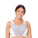 Plus Size Women's Full Figure Plus Size Custom Control Sports Bra Wirefree #1166 Bra by Glamorise in White Grey (Size 34 DD)