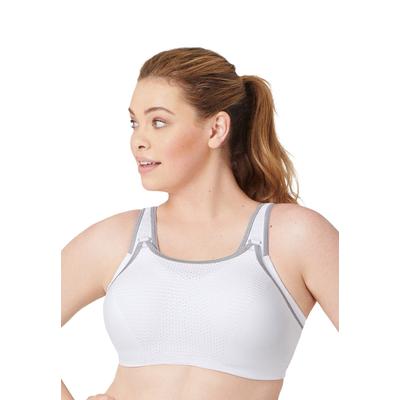 Plus Size Women's Adjustable Wire Sport Bra by Glamorise in White Gray (Size 36 F)
